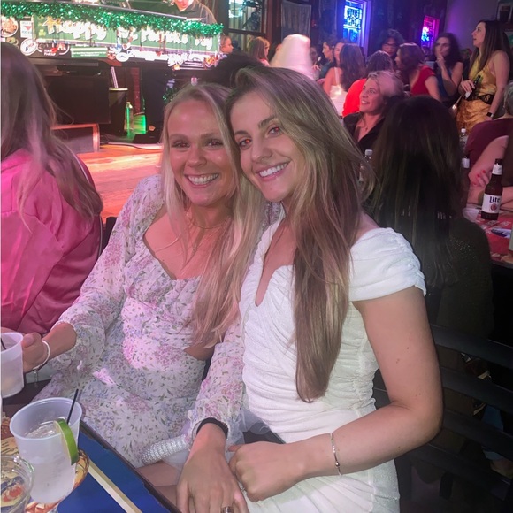 MISHA - Judi off the shoulder draped slinky mini dress. Cream color size US 6 - Picture 3 of 8